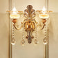 Frendorf | 1/2-Kopf Wandlampe Mid-Century Florale Kristall Wandbeleuchtung Idee in Gold für Nachttisch