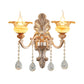 Frendorf | 1/2-Kopf Wandlampe Mid-Century Florale Kristall Wandbeleuchtung Idee in Gold für Nachttisch