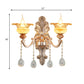 Frendorf | 1/2-Kopf Wandlampe Mid-Century Florale Kristall Wandbeleuchtung Idee in Gold für Nachttisch
