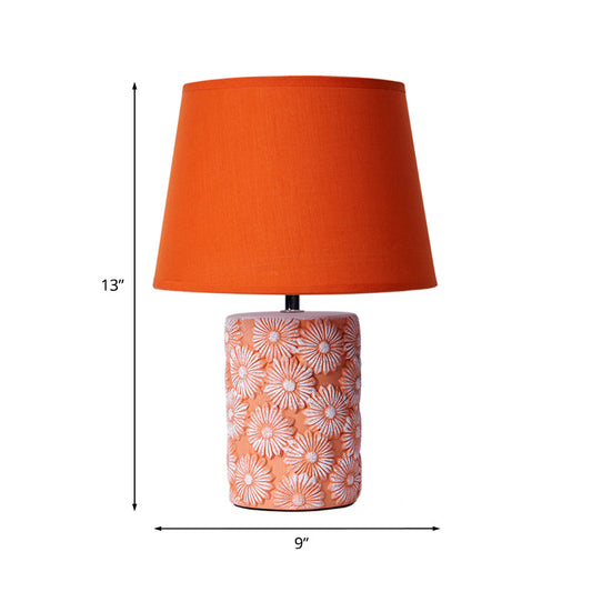 Frendorf | Maravira – Konische Trommel-Naturlampe mit rustikalem Sonnenblumen-Fuß