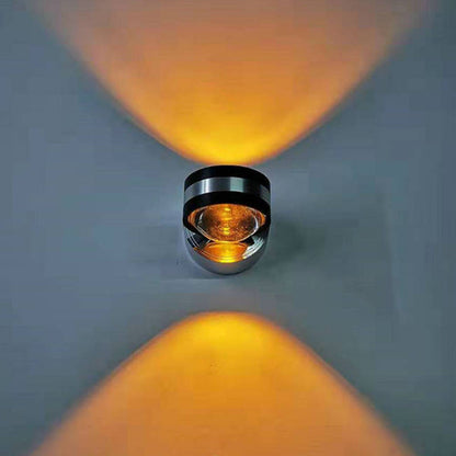 Frendorf | Ball Mini Wandlamp Minimalistisch Kristal LED Wandarmatuur in Chroom voor Slaapkamer, Blauw/Paars/Rood Licht