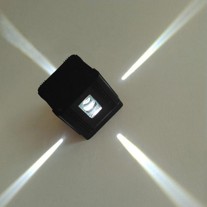 Frendorf | Einfache kubische 4-seitige Wandbeleuchtung Ideen Aluminium Party LED Wandlampe in Schwarz, Lila/Blau/Rot Licht