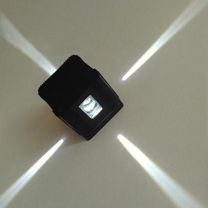 Frendorf | Einfache kubische 4-seitige Wandbeleuchtung Ideen Aluminium Party LED Wandlampe in Schwarz, Lila/Blau/Rot Licht