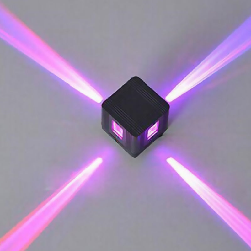 Frendorf | Einfache kubische 4-seitige Wandbeleuchtung Ideen Aluminium Party LED Wandlampe in Schwarz, Lila/Blau/Rot Licht
