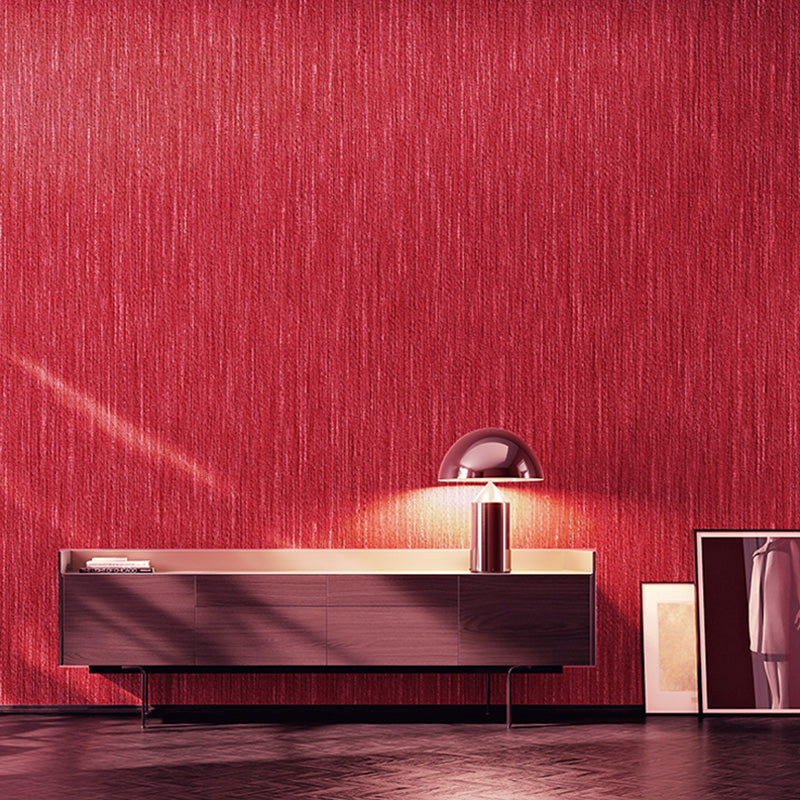 Postmoderne Streifen Tapete 33' x 20,5" Zeitgenössische Wanddekoration für den Hochzeitsraum in leuchtendem Rot