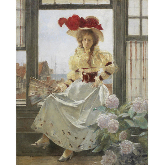 Frendorf | Bloesems en Lady Wandbekleding voor Slaapkamer Mid-Century Muurschildering, Gepersonaliseerde Maat Beschikbaar