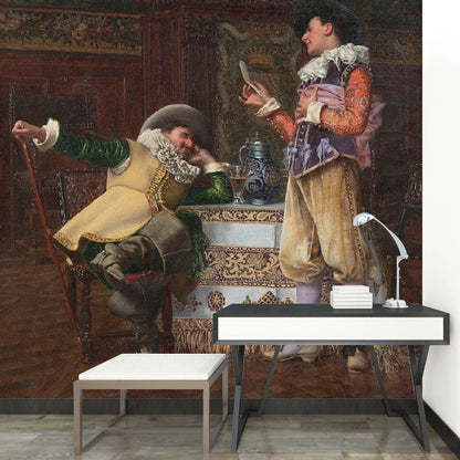 Retro Genteel Man Wanddekoration für das Esszimmer, maßgeschneiderte Wandmural-Aufkleber in Braun