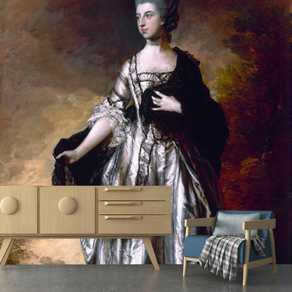 Victoria Portrait Gräfin Isabella Wandmural Braun Fleckenresistente Wandverkleidung für Schlafzimmer