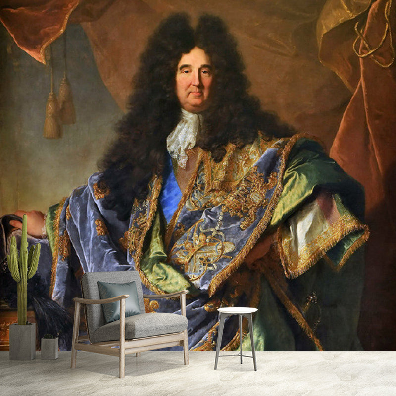 Retro-Porträt von Louis XIV Wandmalereien für Wohnzimmerdekoration Anpassbare Wandkunst in Braun