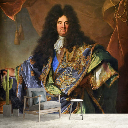 Retro-Porträt von Louis XIV Wandmalereien für Wohnzimmerdekoration Anpassbare Wandkunst in Braun