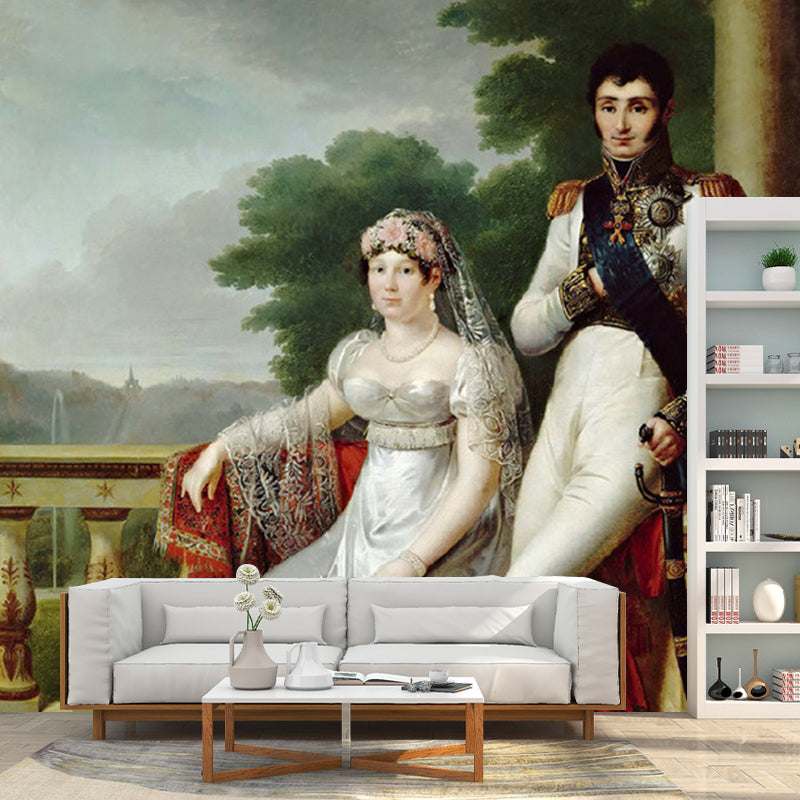 Porträt Royal Wedding Wandtapete Antike Vliesstoff Wanddekoration in Weiß-Braun