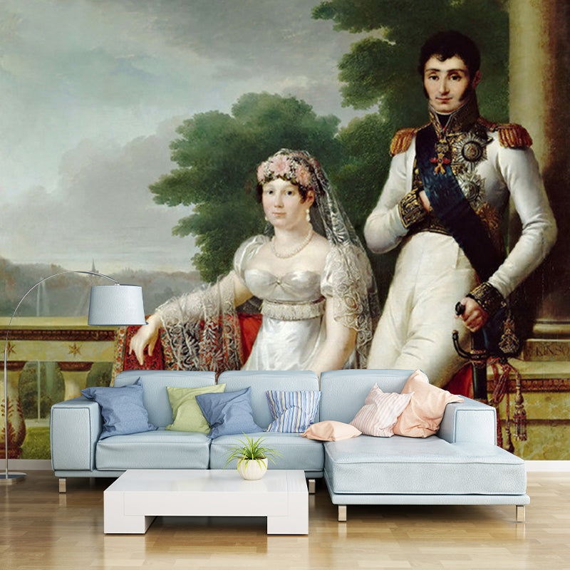 Porträt Royal Wedding Wandtapete Antike Vliesstoff Wanddekoration in Weiß-Braun