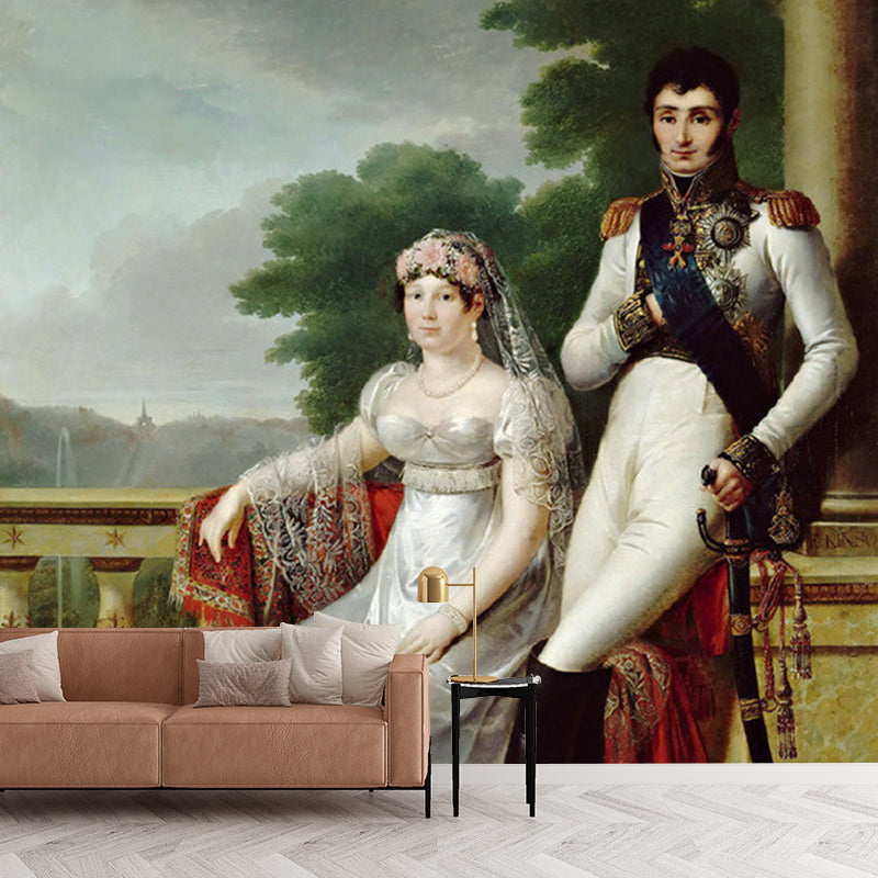 Porträt Royal Wedding Wandtapete Antike Vliesstoff Wanddekoration in Weiß-Braun