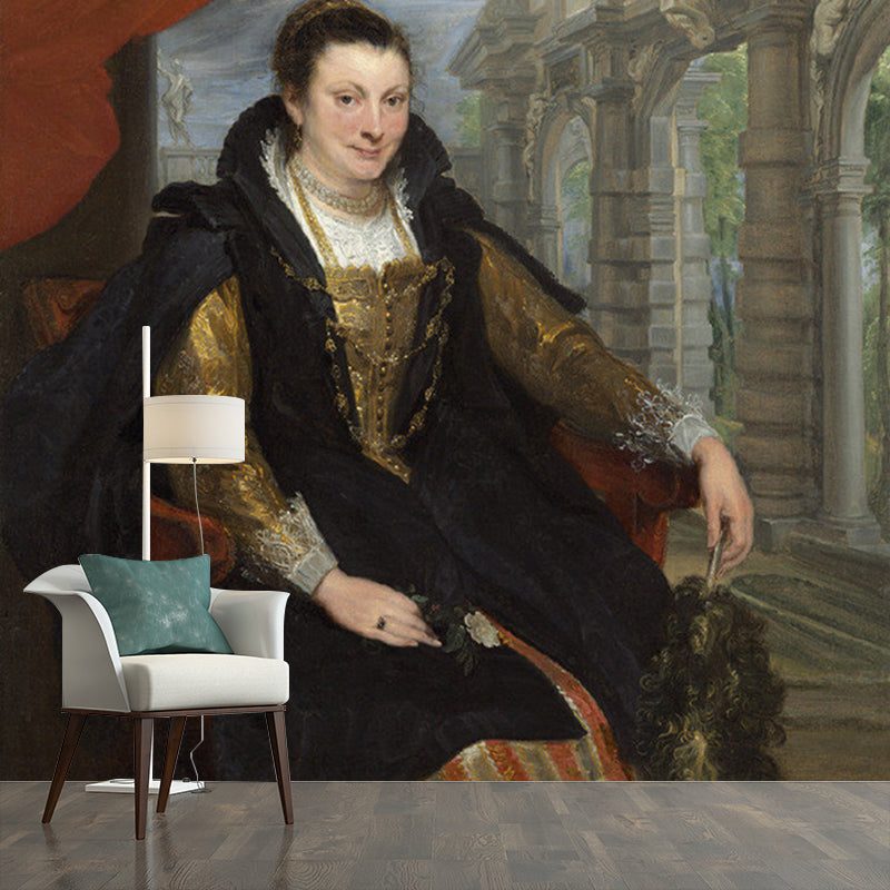 Frendorf | Braun Isabella Brant Wandmalereien Porträt Klassisch Fleckenresistente Wandverkleidung