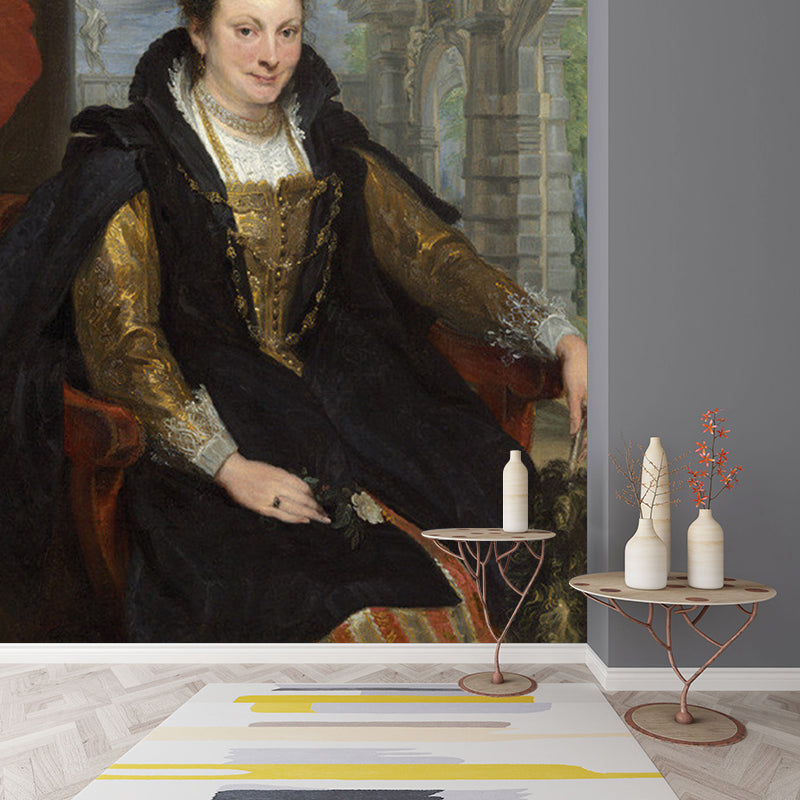 Frendorf | Braun Isabella Brant Wandmalereien Porträt Klassisch Fleckenresistente Wandverkleidung