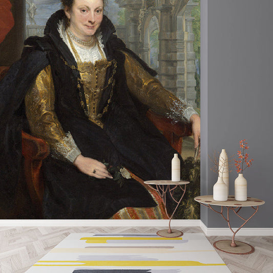 Frendorf | Braun Isabella Brant Wandmalereien Porträt Klassisch Fleckenresistente Wandverkleidung