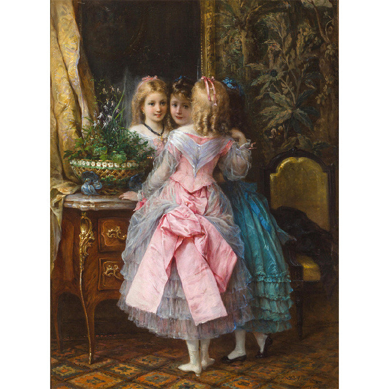 Frendorf | Braun schönes Mädchen Wandkunst fleckenresistentes Wandgemälde Wandaufkleber für Wohnzimmerdekoration