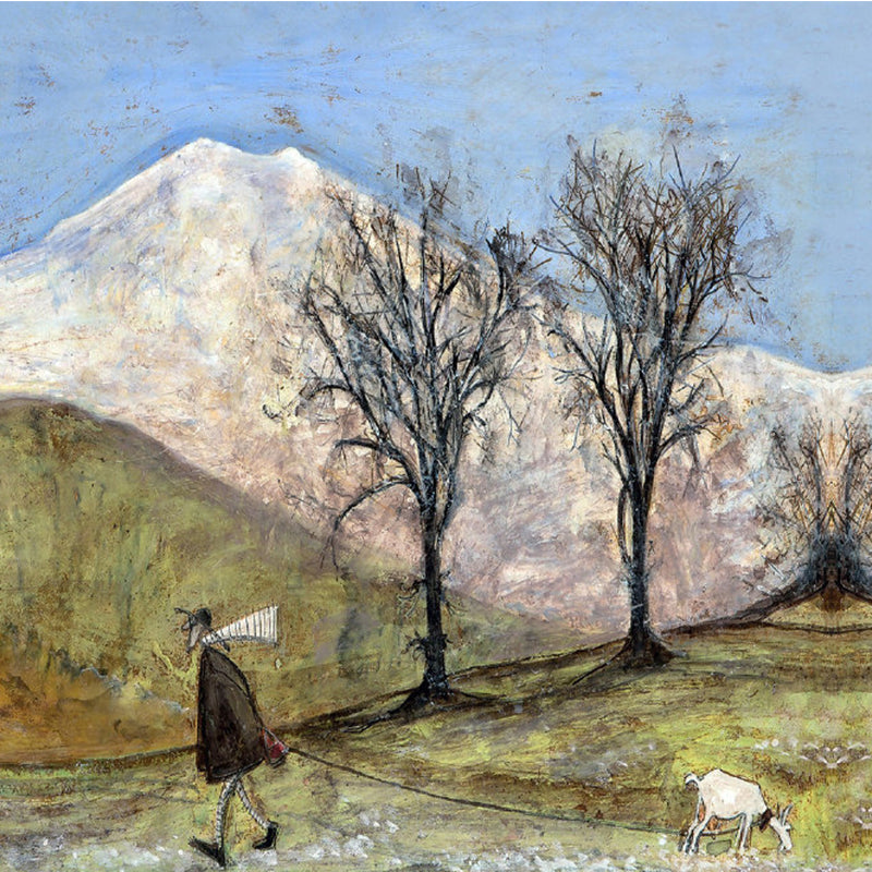 Walk the Dog Malerei Wandmalereien Klassische Fleckenresistente Wohnzimmer Wandkunst in Blau-Grün