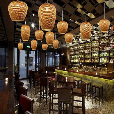 Frendorf | BambooHaven Hängeleuchte | Rustikaler Stil | Handgefertigt | Umweltfreundliche Bambuslampe | Dekorative Pendelleuchte