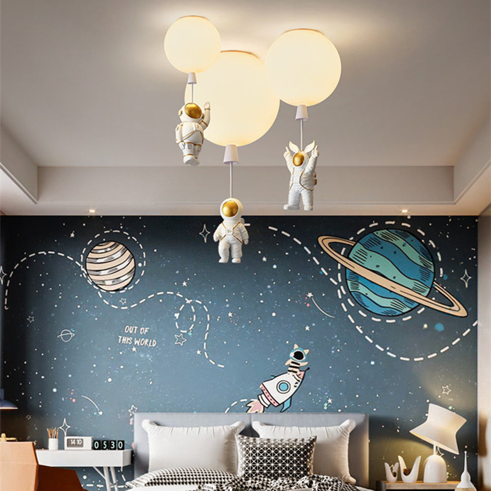 Frendorf | DreamScape | Moderne Mond/Astronauten LED Deckenlampe Acryl Grau/Weiß/Rosa/Rot/Grün/Gelb/Blau/Orange