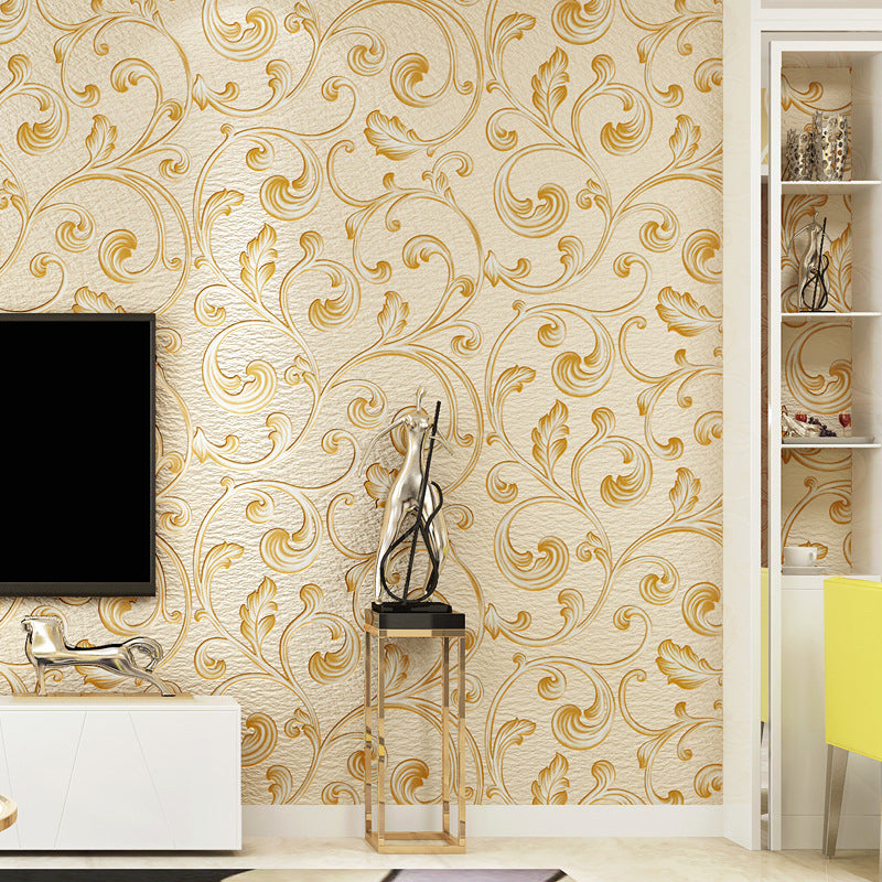 Pflanzen Licht-Farbe Tapete Wirbel Blume Unpaste Wandbelag für Wohnzimmer Dekor
