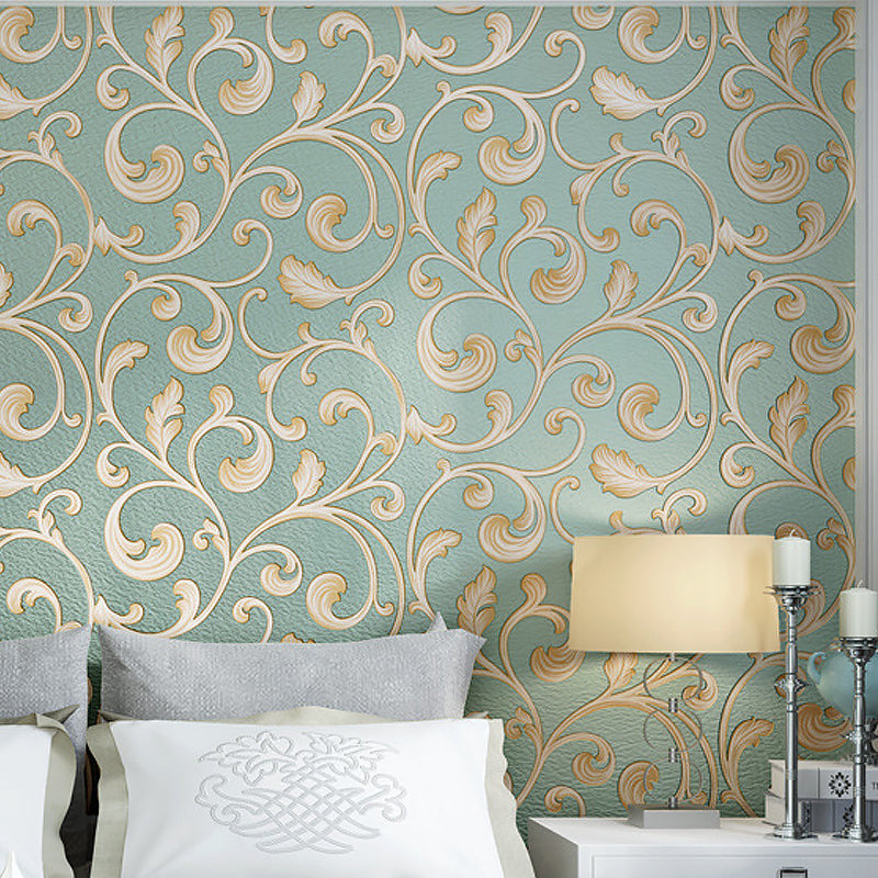 Pflanzen Licht-Farbe Tapete Wirbel Blume Unpaste Wandbelag für Wohnzimmer Dekor