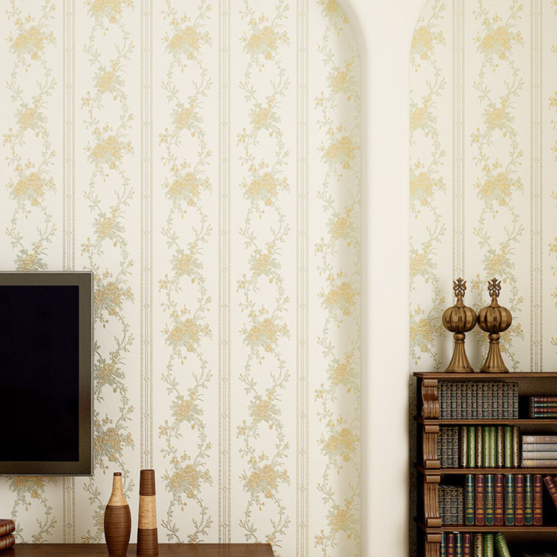 3D Präge Faux Seiden Tapete Rustikale Feuchtigkeitsbeständige Wandverkleidung mit Pfingstrosenmuster