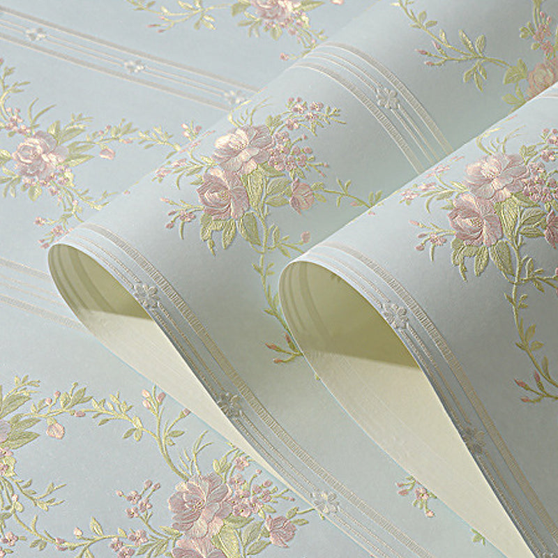 3D Präge Faux Seiden Tapete Rustikale Feuchtigkeitsbeständige Wandverkleidung mit Pfingstrosenmuster