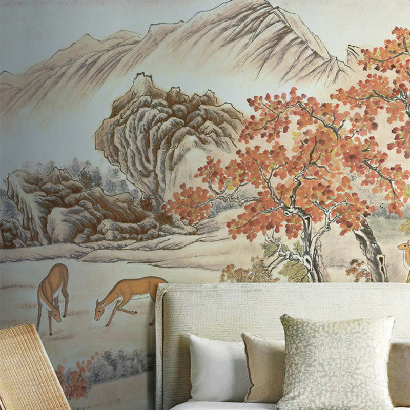 Frendorf | Whole Trees Mural Wallpaper für Schlafzimmer Fantasy Forest Wandkunst in Beige, Fleckenresistent
