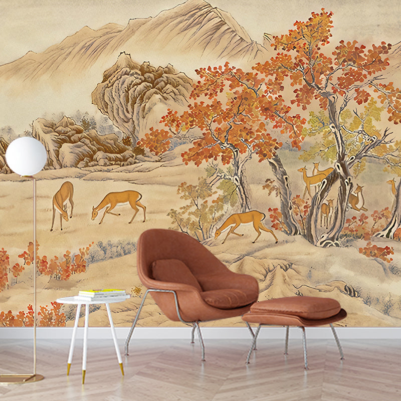 Frendorf | Whole Trees Mural Wallpaper für Schlafzimmer Fantasy Forest Wandkunst in Beige, Fleckenresistent