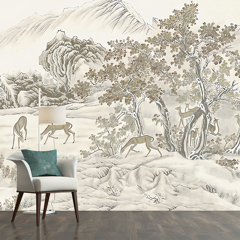 Frendorf | Whole Trees Mural Wallpaper für Schlafzimmer Fantasy Forest Wandkunst in Beige, Fleckenresistent