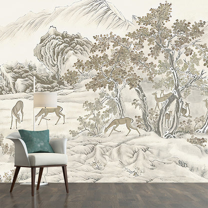 Frendorf | Whole Trees Mural Wallpaper für Schlafzimmer Fantasy Forest Wandkunst in Beige, Fleckenresistent