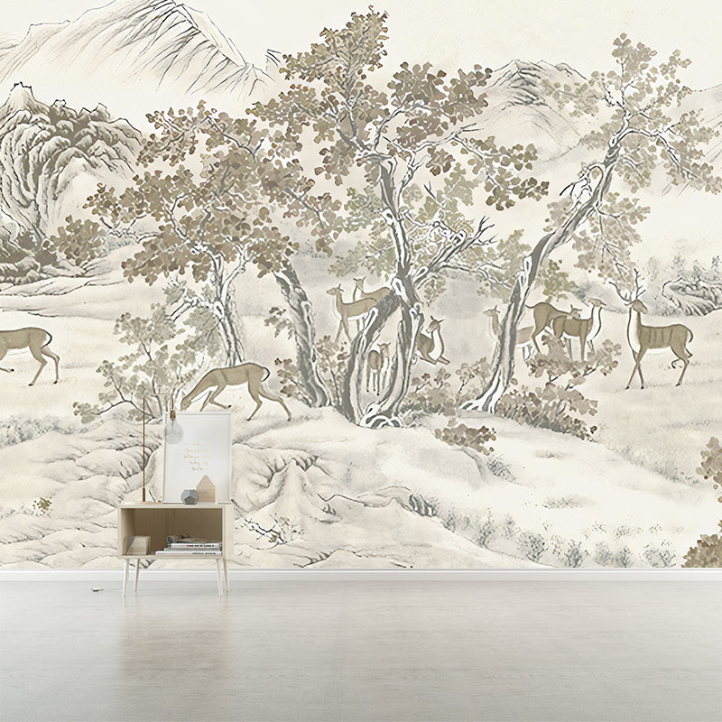 Frendorf | Whole Trees Mural Wallpaper für Schlafzimmer Fantasy Forest Wandkunst in Beige, Fleckenresistent