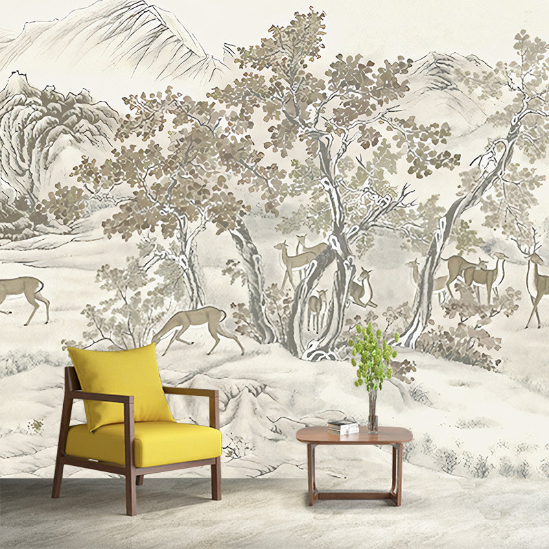Frendorf | Whole Trees Mural Wallpaper für Schlafzimmer Fantasy Forest Wandkunst in Beige, Fleckenresistent