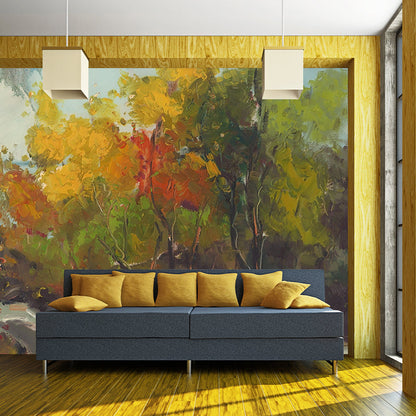 Frendorf | Geel-Groen Klassieke Muurverf Custom Toegang tot het Bos Schilderij Wanddecoratie voor de Woonkamer
