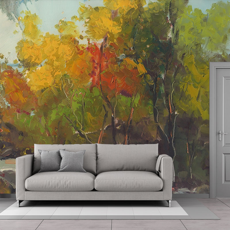 Frendorf | Geel-Groen Klassieke Muurverf Custom Toegang tot het Bos Schilderij Wanddecoratie voor de Woonkamer