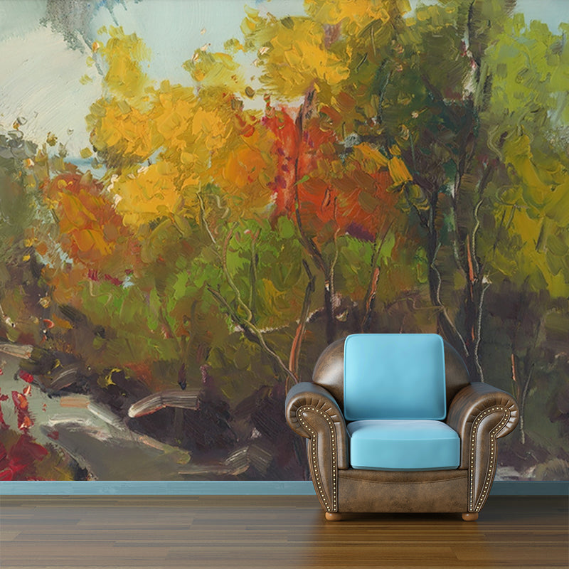 Frendorf | Geel-Groen Klassieke Muurverf Custom Toegang tot het Bos Schilderij Wanddecoratie voor de Woonkamer