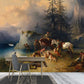 Frendorf | Whole Antique Style Wallpaper Mural Wit-Bruin Friedrich Gauermann Terug van de Bergweide Wanddecoratie