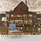Frendorf | Whole Building Mural Wallpaper Living Room Egon Schiele House with Shingles Wandkunst in Braun, Wasserdicht