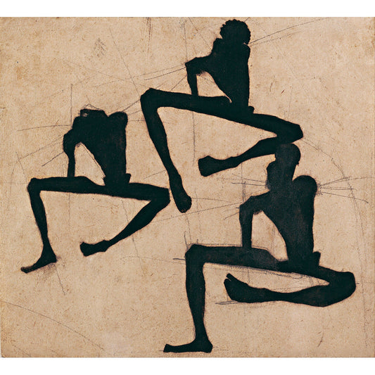 Frendorf | Benutzerdefiniertes klassisches Wandgemälde Schwarz-Braun Komposition mit drei männlichen Akten Wanddekoration