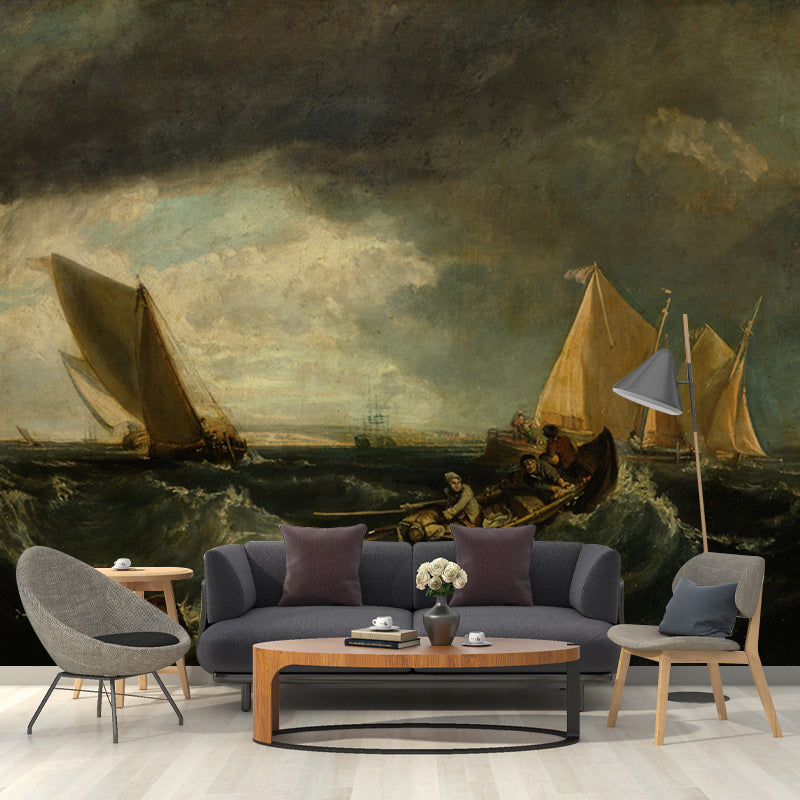 Große klassische Tapetenmurals Braune Durchsichtigkeit und das Gemälde der Isle of Sheppey Wandkunst, maßgefertigt