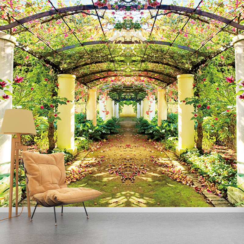 3D Visual Gartenweg Wandgemälde Neuheit Fleckenresistent Wohnzimmer Wandkunst, Maßgeschneiderte Größe Verfügbar