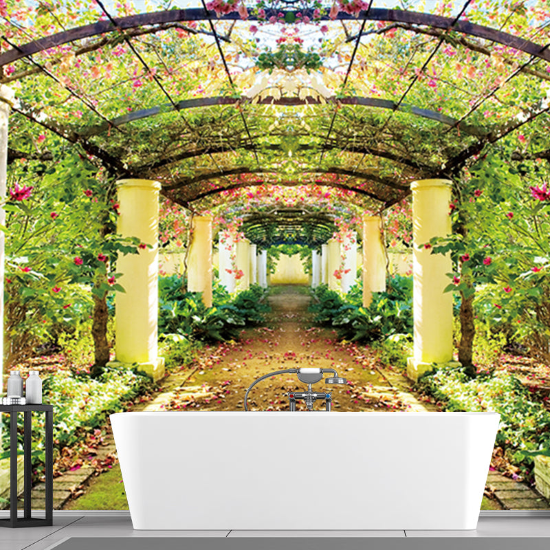 3D Visual Gartenweg Wandgemälde Neuheit Fleckenresistent Wohnzimmer Wandkunst, Maßgeschneiderte Größe Verfügbar