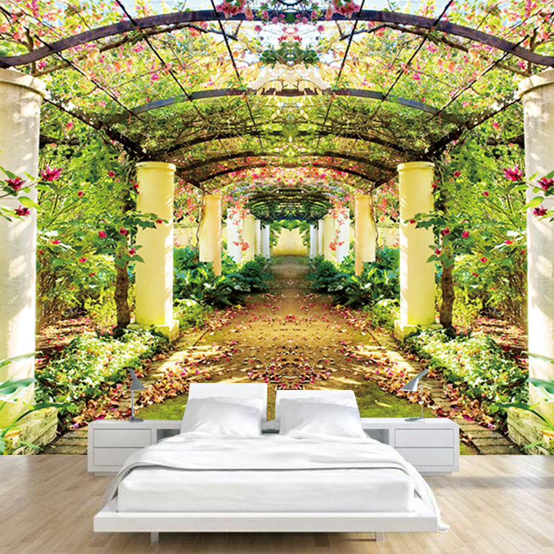3D Visual Gartenweg Wandgemälde Neuheit Fleckenresistent Wohnzimmer Wandkunst, Maßgeschneiderte Größe Verfügbar