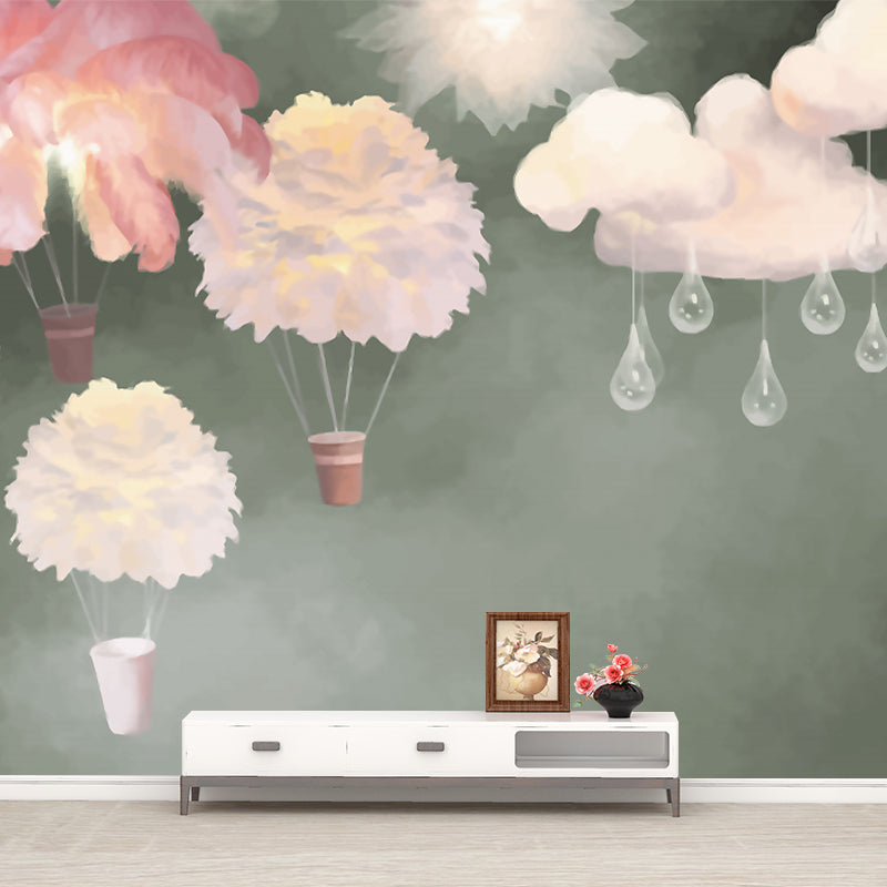 Kinder Kunst Feder Ballon Wandbild Grau und Pink Mädchen Schlafzimmer Wanddekoration, Größe optional