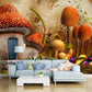 Braune Pilz Heim Wandmalereien Fantasy Cartoon Wasserdichte Wandverkleidung für Kinderzimmer