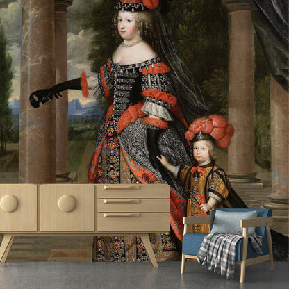 Frendorf | Braune Königin und Prinz Wandmalerei Feuchtigkeitsbeständige Wandkunst zur Dekoration des Gästezimmers