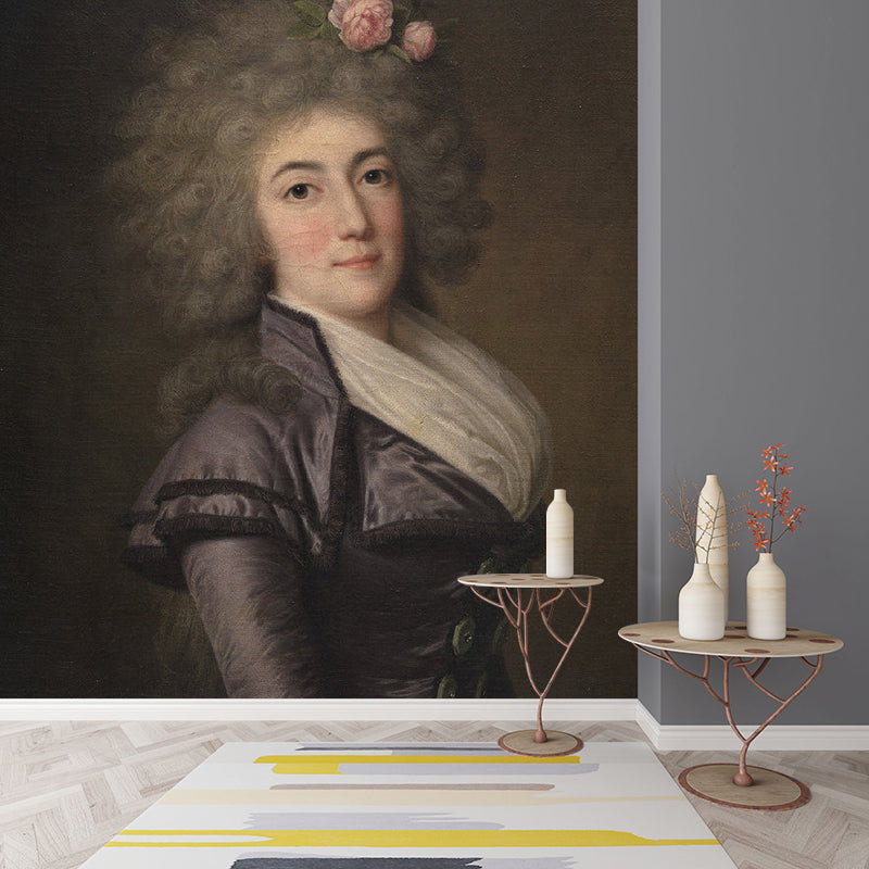 Frendorf | Glamorous Woman Muurbehang voor Accentmuur, Paars en Grijs, Persoonlijke Grootte Beschikbaar