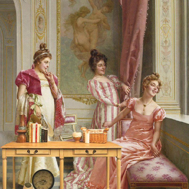 Rosa und Gelb Damen Wandtapete Feuchtigkeitsbeständige Wandkunst für Wohnzimmereinrichtung