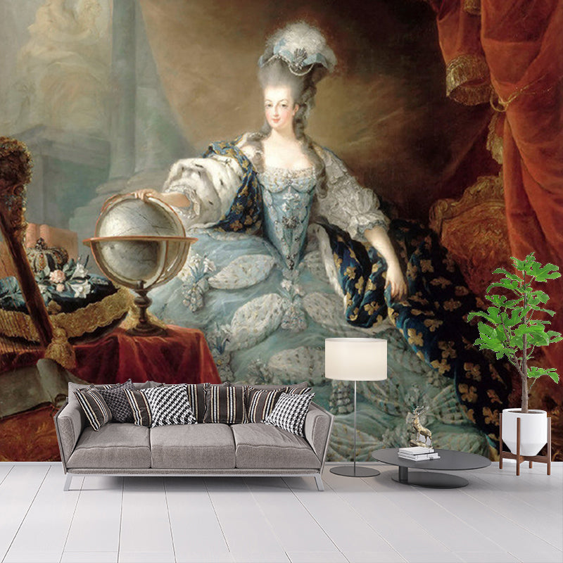 Ganz klassische Wandmalerei Rot-Blau Porträt von Maria Antonieta Wandkunst für Akzentwand